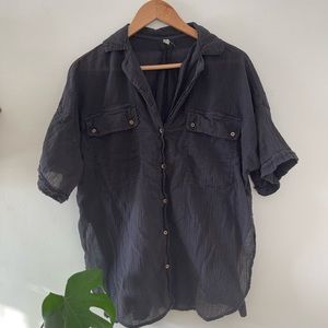 Free People Short Sleeve Tunic Button Up